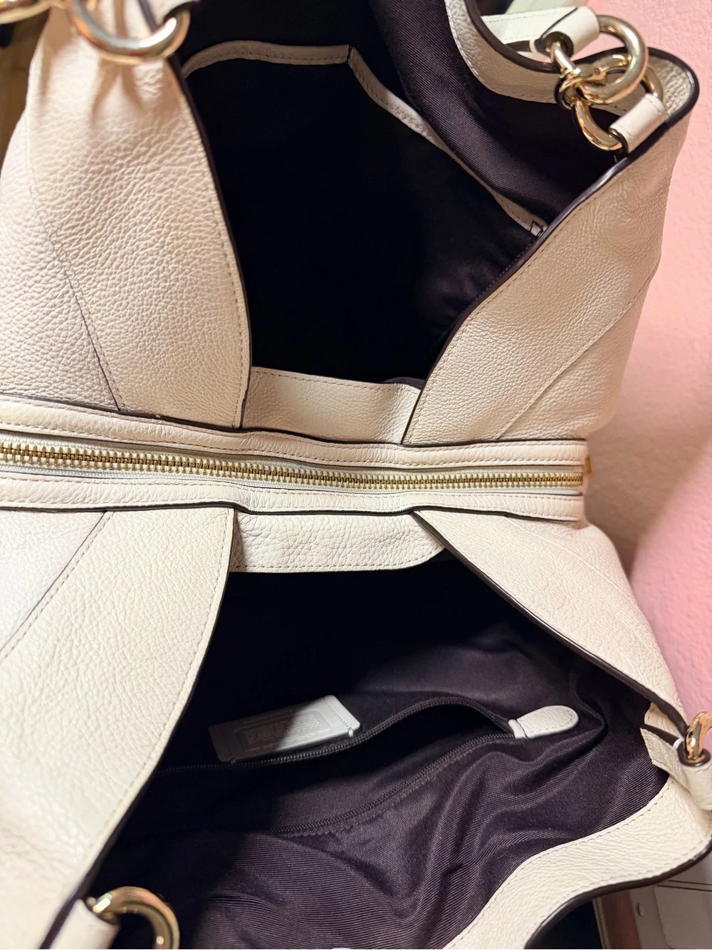 Coach Lexy Pebbled Leather Shoulder Bag in Chalk White